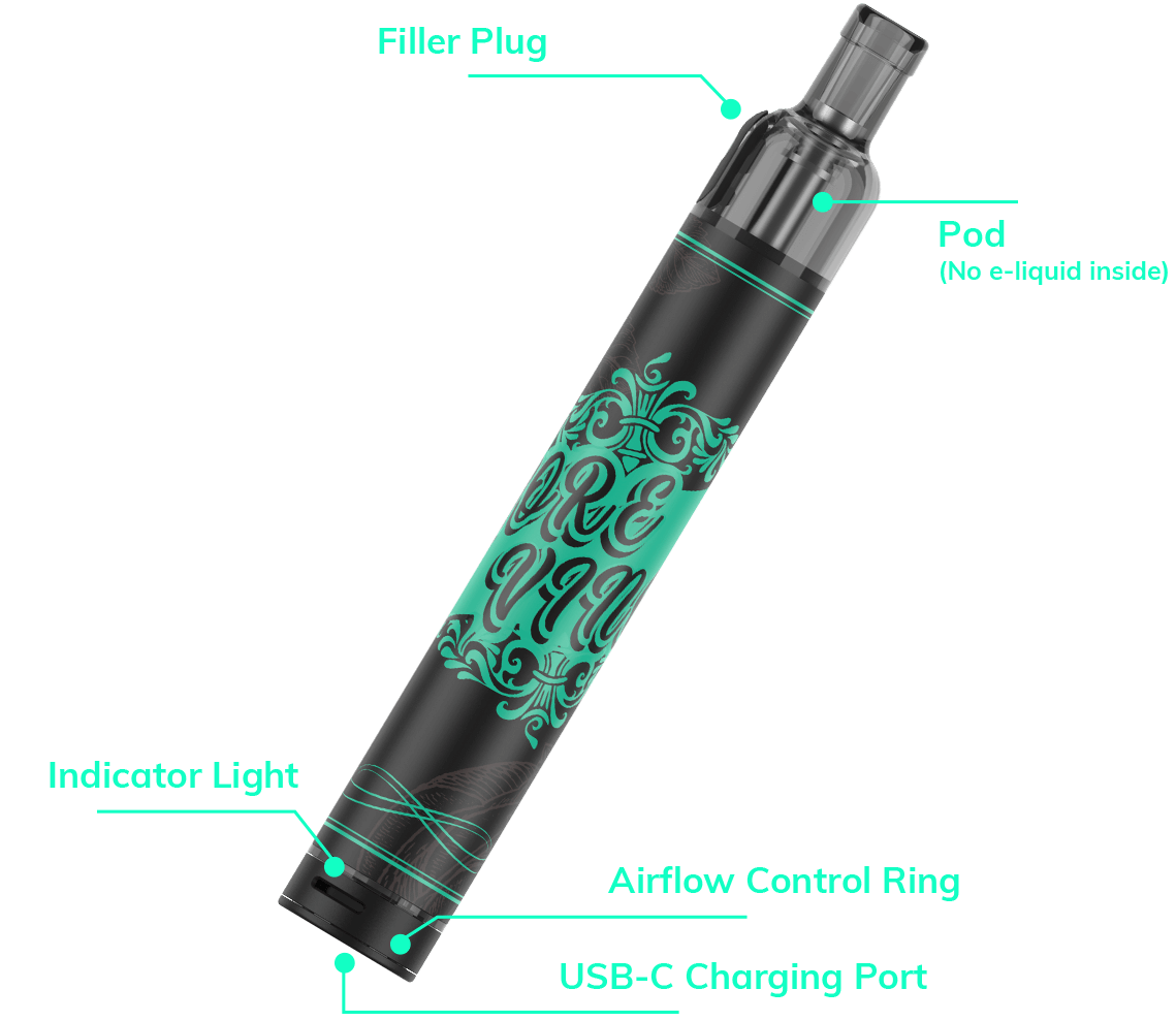 Detail view of Eleaf IORE VINO, USB-C charging