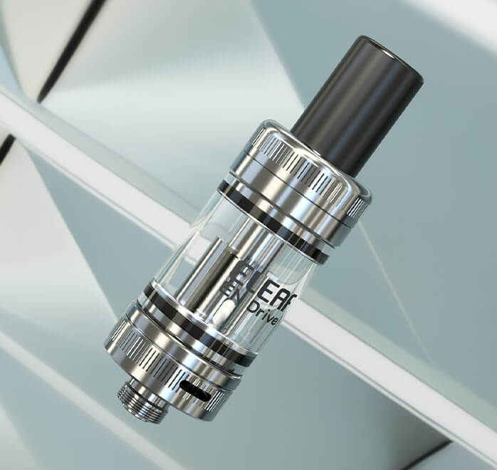 EN Drive is a top slid-to-fill glass tube atomizer with a child lock