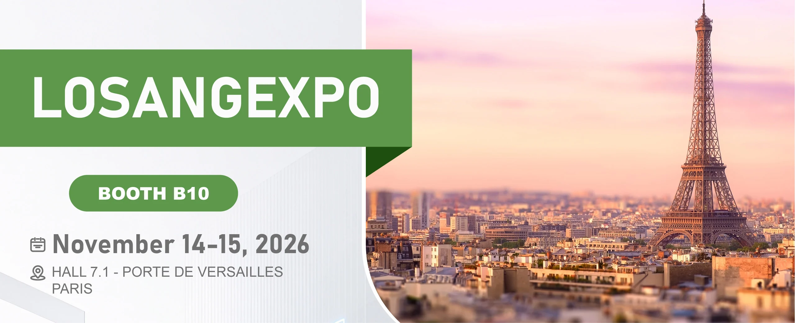 Eleaf poster for LOSANGEXPO Paris 2026, Booth B10, Nov 14-15, Porte de Versailles Hall 7.1