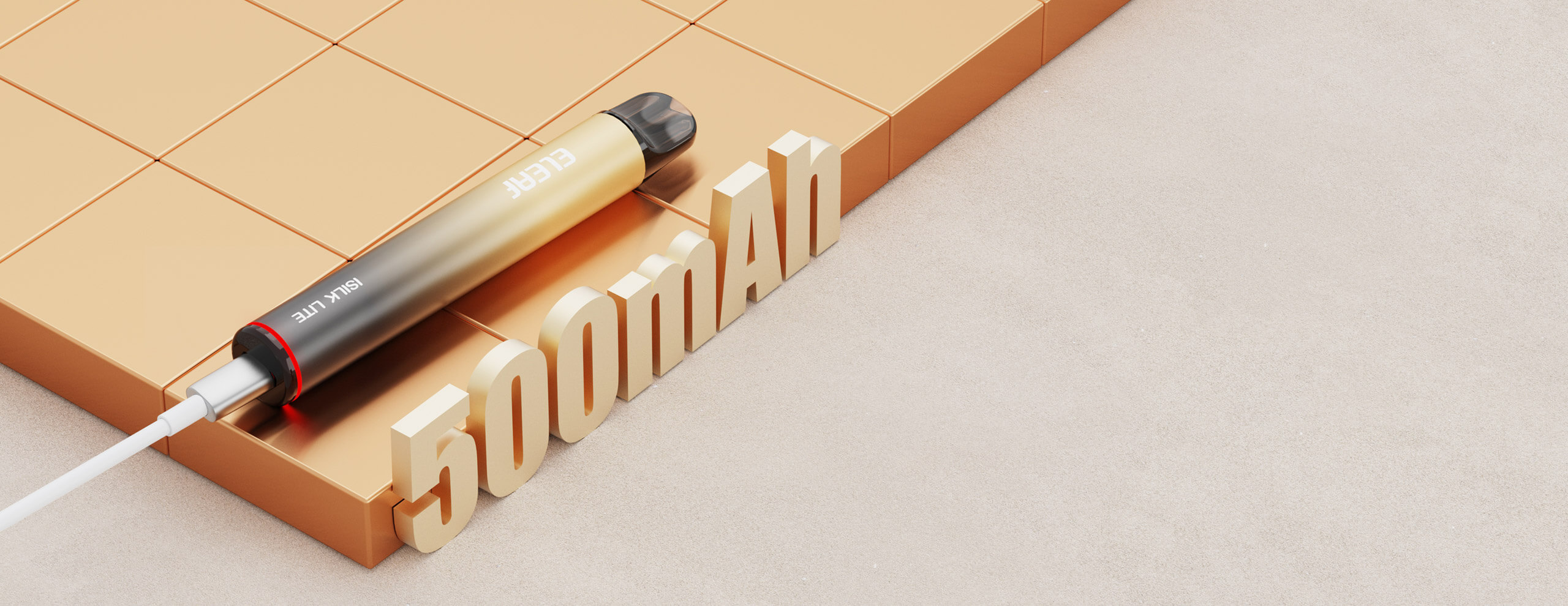 The iSilk Lite features a compact 500mAh battery with a Type-C port, providing a quick and safe recharging experience for on-the-go vaping