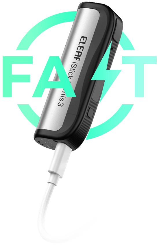 The 900mAh battery inside iStick Amnis 3 allows you to power your vaping for 2 days with a 1-hour USB-C fast charge.