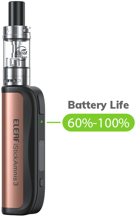 Remaining battery life can be reminded easily with a 3-color LED