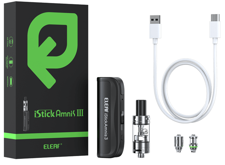 Package of Eleaf iStick Amnis 3 vape kit TPD compliant