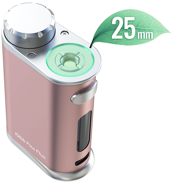 Eleaf iStick Pico Plus can hold tanks up to 25mm diameter