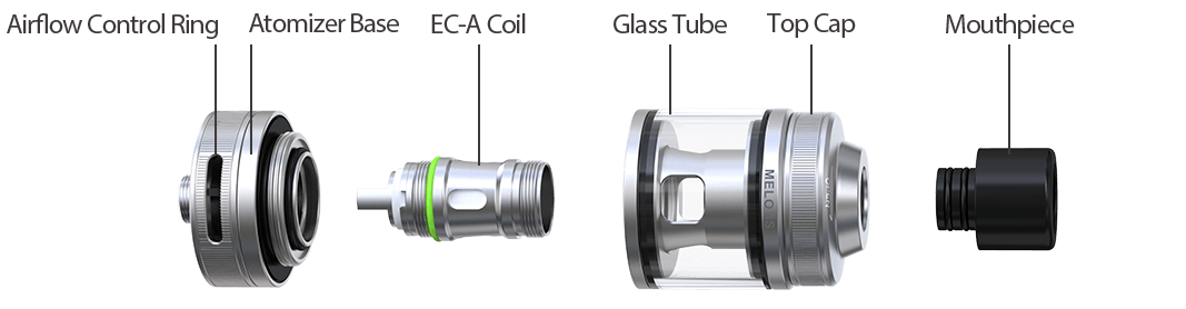 Exploded view of Eleaf Melo 4s tank