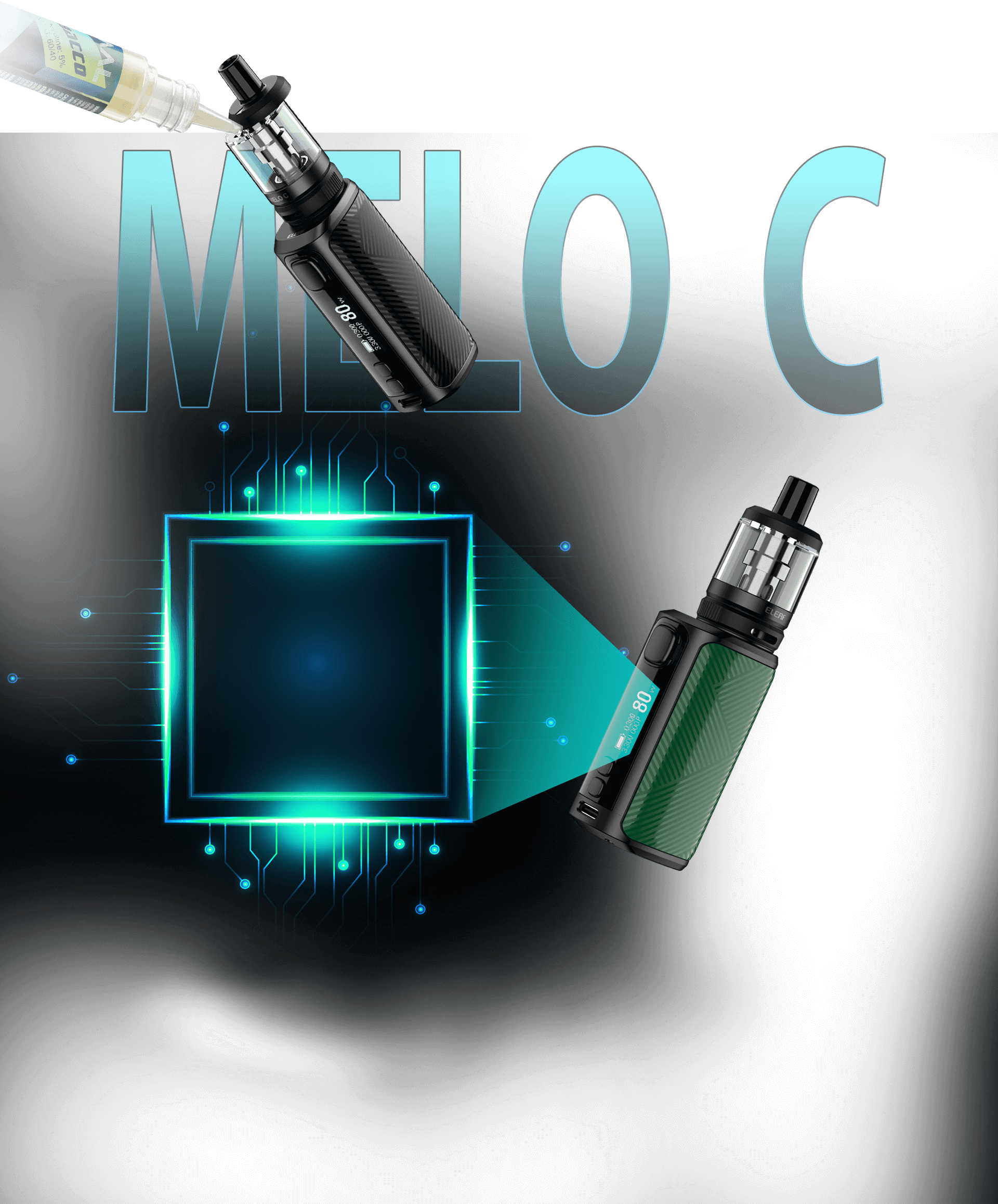 Eleaf MELO C Tank features easy slide-and-fill solution, the easiest way of e-liquid refilling.