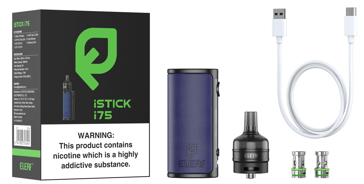 Package of Eleaf iStick i75 with EP Pod Tank vape kit 2ml-TPD