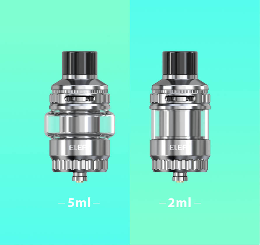 Eleaf MELO 6 tank with 5ml e-liquid capacity.Eleaf MELO 6 tank with 2ml e-liquid
                            capacity.