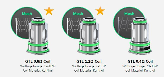Eleaf iJust D20 supports all coils from GTL series